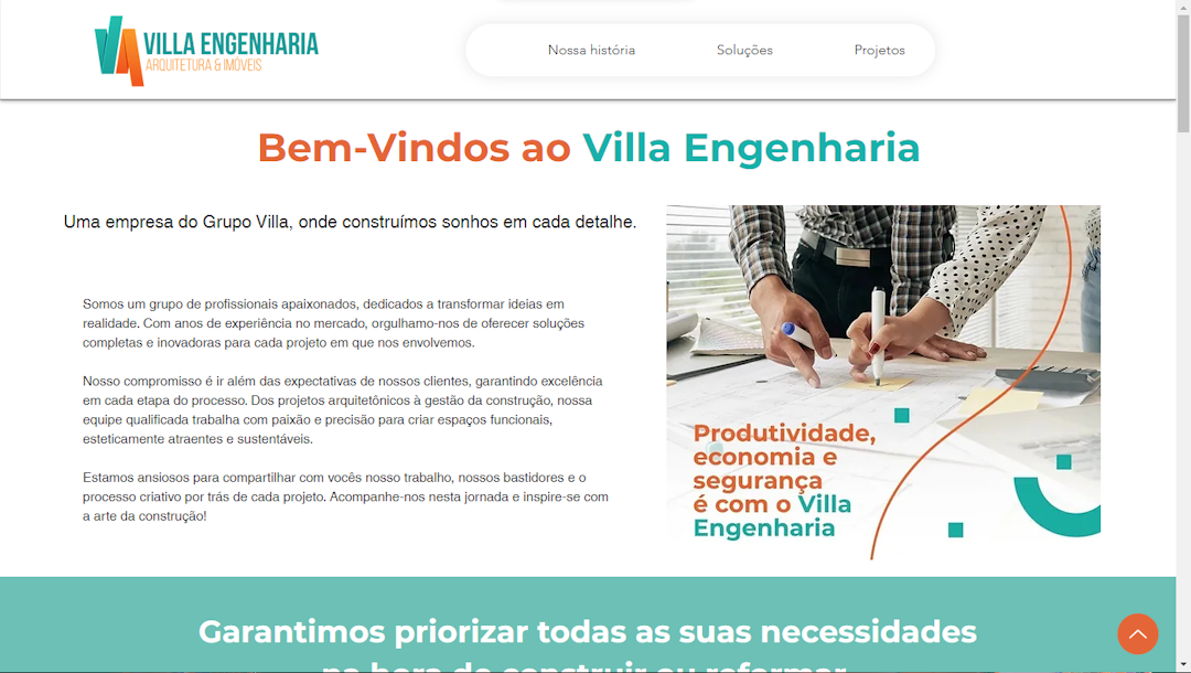 Imagem do site institucional da Villa Engenharia